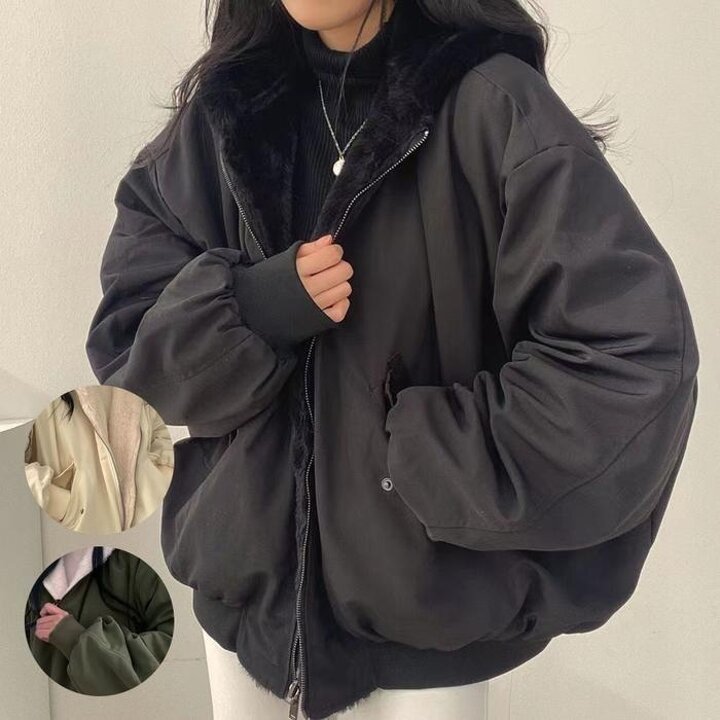 루즈핏양면패딩자켓여성점퍼퍼자켓리버시블후드