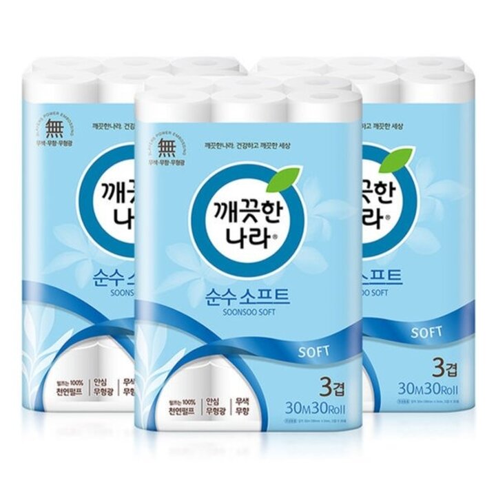 (신세계의정부점)깨끗한나라 순수소프트 30m30롤 [3팩]