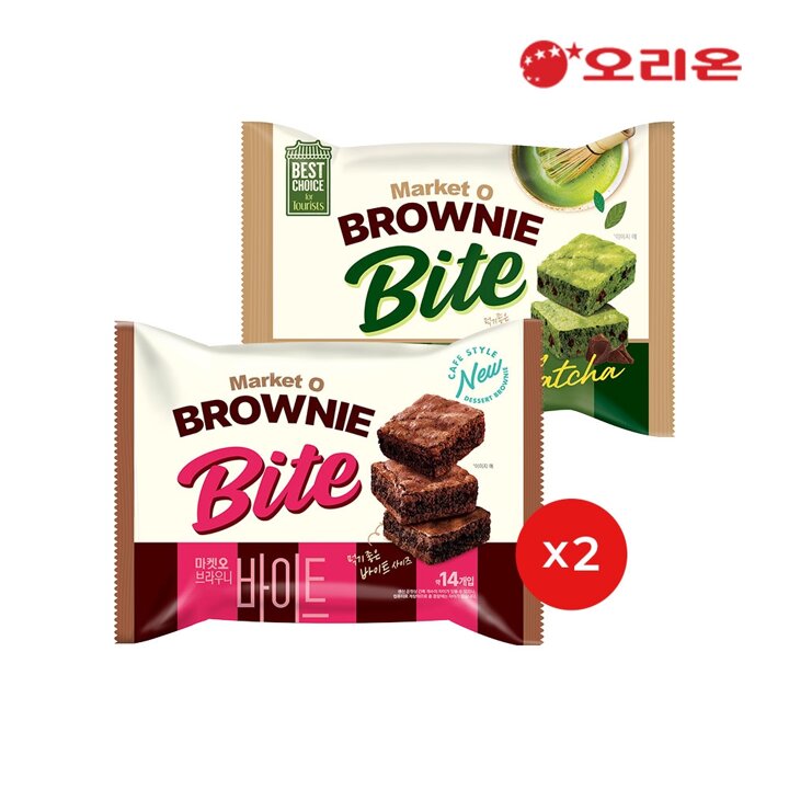 오리온 마켓오브라우니바이트_240g 2개 + 제주말차240g 2개