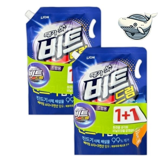 드럼세탁기 전용 액체세제 1.55L 2개 세탁 드럼전용세제 일반세제