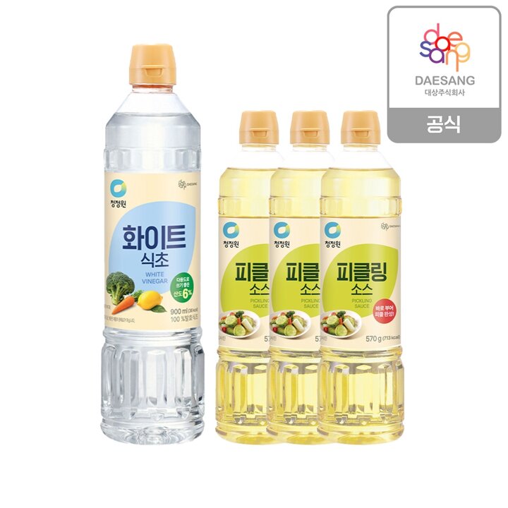 청정원 피클링소스570g 3개 + 화이트식초900ml 1개