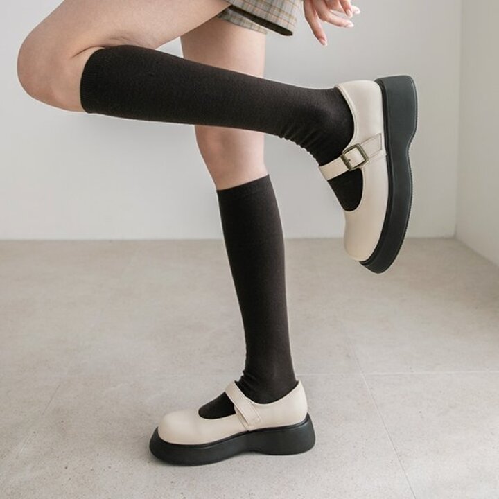 (더블경량창) 미루 벨크로 메리제인 통굽로퍼(5cm)