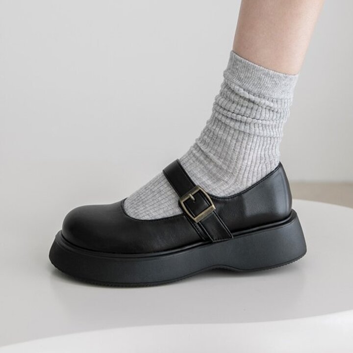 (더블경량창) 미루 벨크로 메리제인 통굽로퍼(5cm)