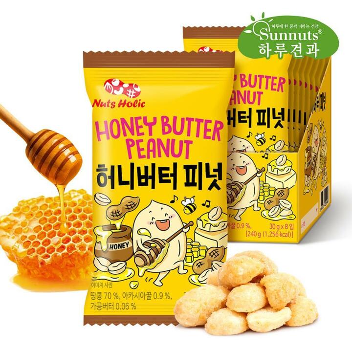 [G] [하루견과] 허니버터피넛 30gx8입케이스/ 달콤고소/ 사무실간식/ 안주추천