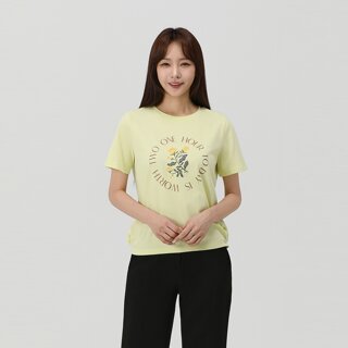 [PAT] 콜라보 밑단 스트링 원포인트 티셔츠_QK45306