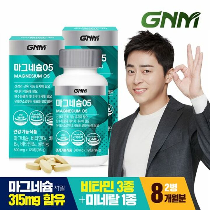 [총 8개월분] GNM 마그네슘05 120정 X 2병 / 비타민B 5중 복합기능성 셀레늄 비타민B6
