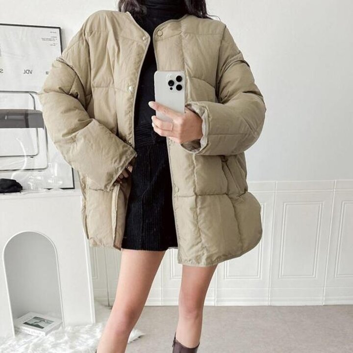 여자 아방핏 패딩 사각퀼팅 퀼팅 큰사이즈 점퍼