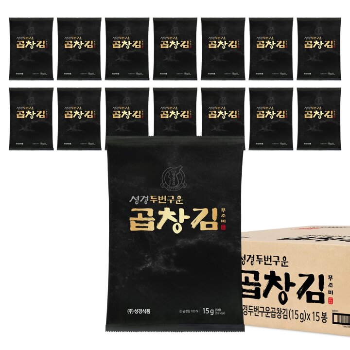 [성경김본사] [G]지도표성경김 두번구운 곱창김 15g x 15봉