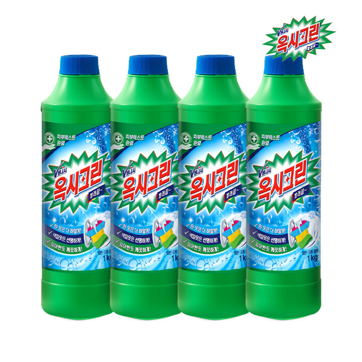 옥시크린 분말 표백제 용기 1kg x4개 표백제 산소계 표백제 가루표백제 옥시