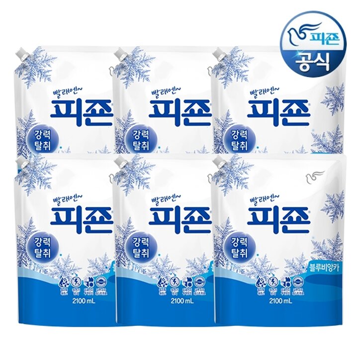 피죤 섬유유연제 블루비앙카 2100ml 리필 x 6개