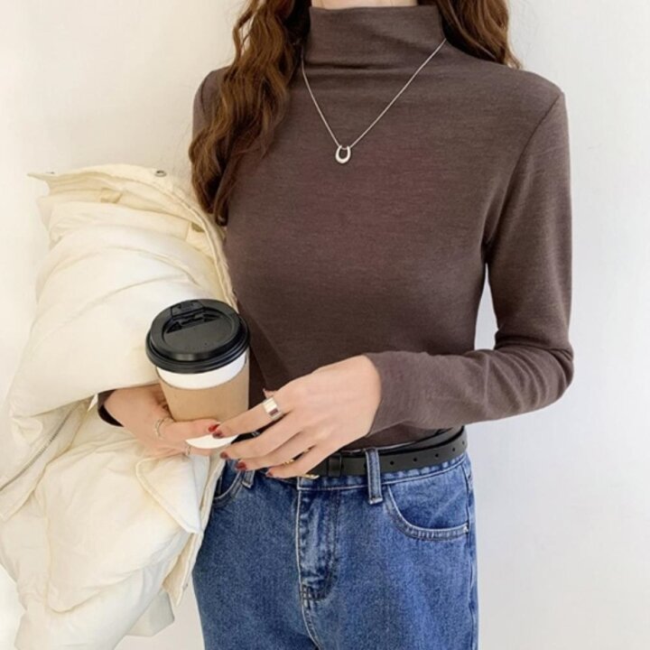 여자 모크넥 부드러운 내의 FW 5컬러 데일리 티셔츠