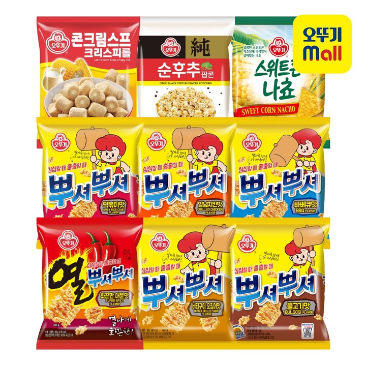 [본사직영] 오뚜기 뿌셔뿌셔 6종 24개/크리스피롤 12개/나쵸 12개/팝콘 12개 골라담기