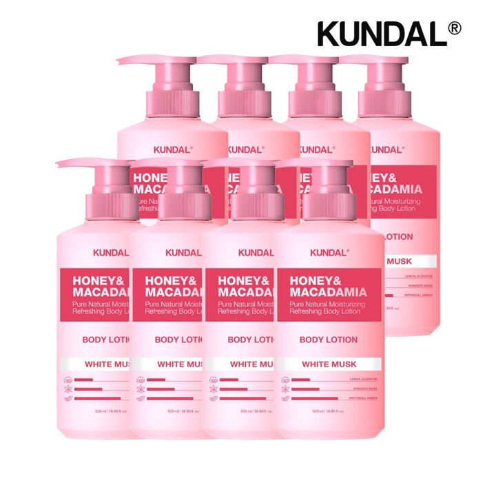 쿤달 허니 앤 마카다미아 퓨어 바디로션 화이트머스크 500ml x8개