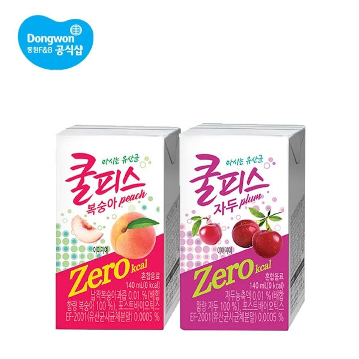 (G) 동원 쿨피스 제로 테트라 140ml 48개 복숭아/자두