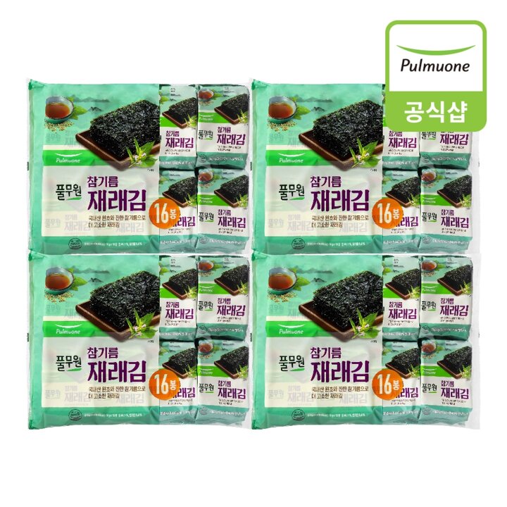 [풀무원] 참기름 재래김 도시락 16봉(64g)X4개