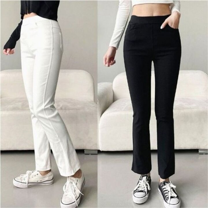 밴딩바지 허리밴딩 팬츠 여성 스판 데일리 부츠컷 바지 스키니