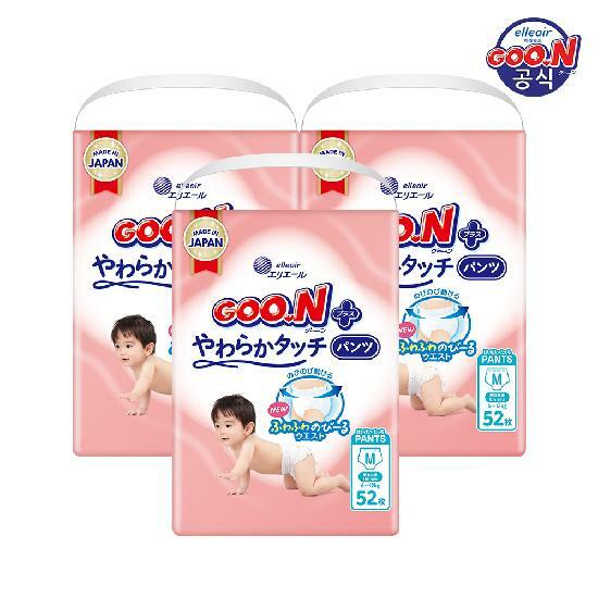 군 기저귀 ★메가위크 비밀쿠폰★ 플러스 소프트터치 팬티 중형(M) 52P x 3팩