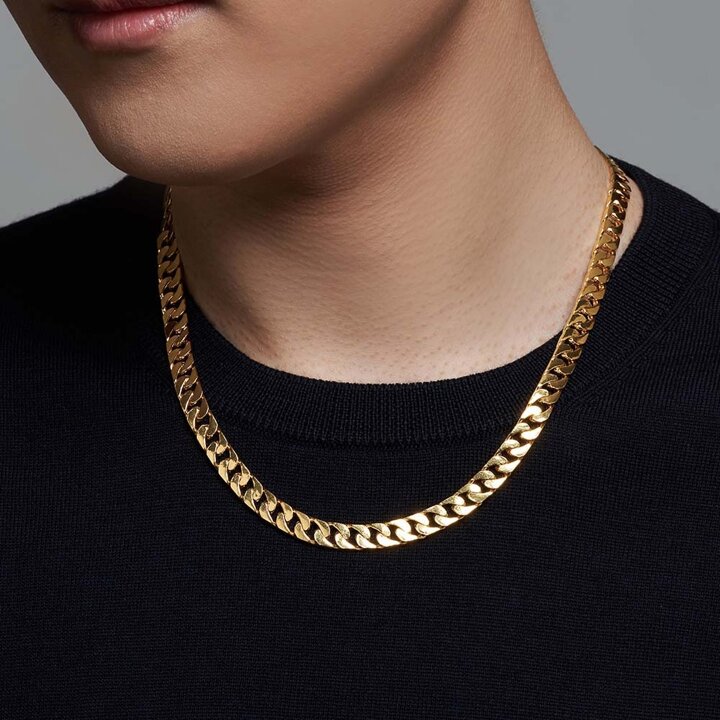 한국금다이아몬드 남자 순금 목걸이 면 체인 24K 112.5g 18K장식