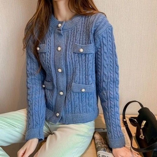 꽈배기 럭셔리 패션오피스룩 블루 가디건 봄가디건 우19793033667501
