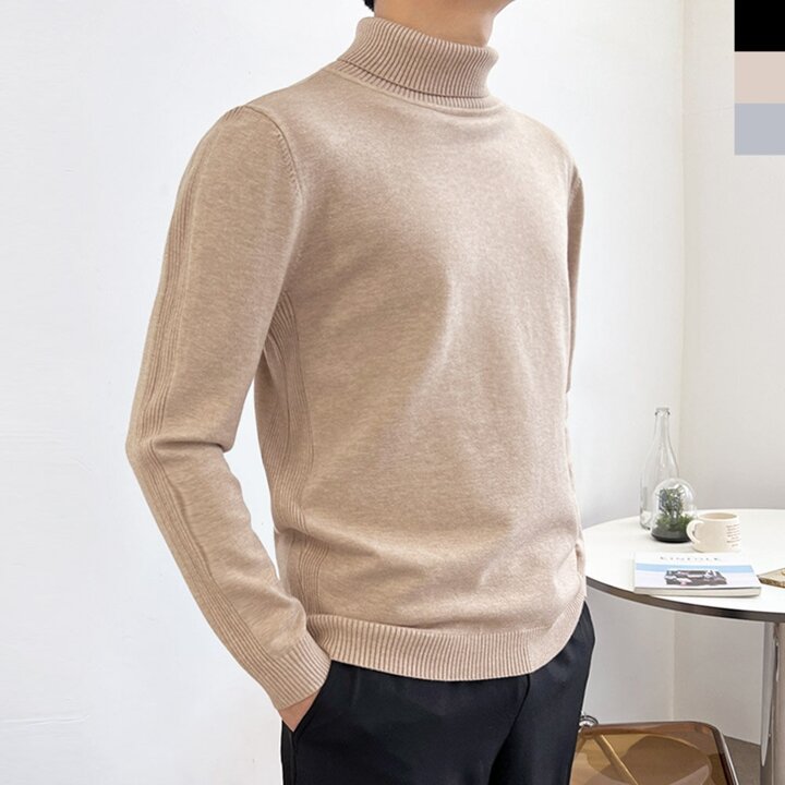 남성 부드러운 목폴라 긴팔니트