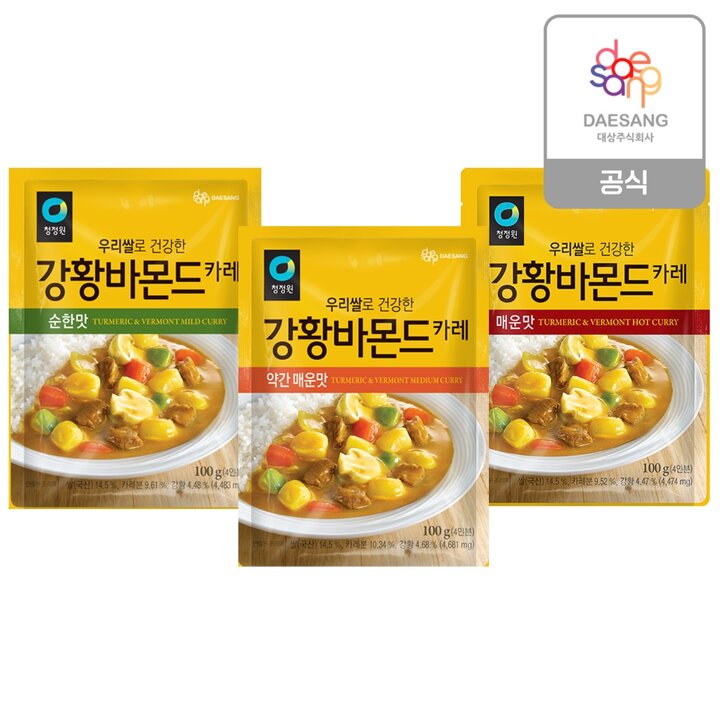 청정원 우리쌀 강황 바몬드100g x 4개 골라담기 (순한/매운/약간매운)