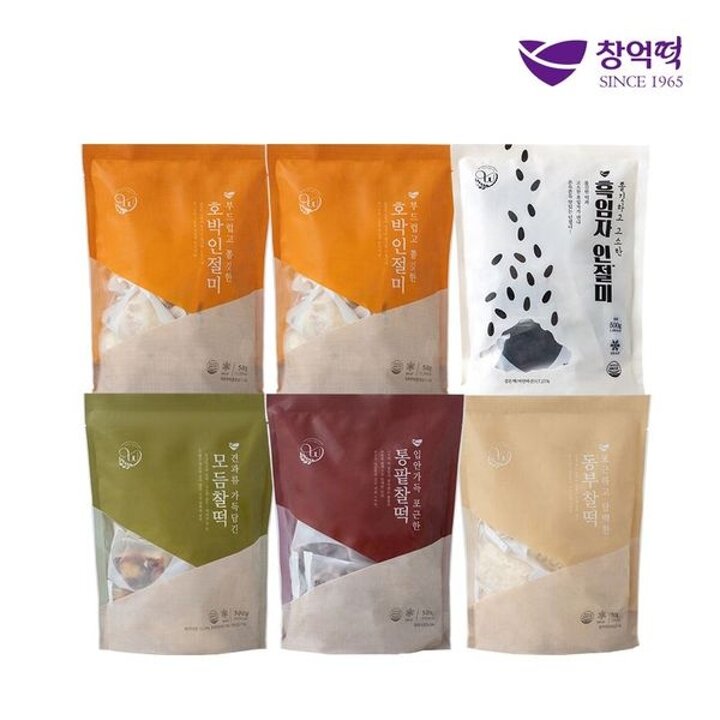 창억모듬떡 5종 6봉/총 60개(호박인절미X2+흑임자인절미+동부찰떡+통팥찰떡+모듬..[33839776]