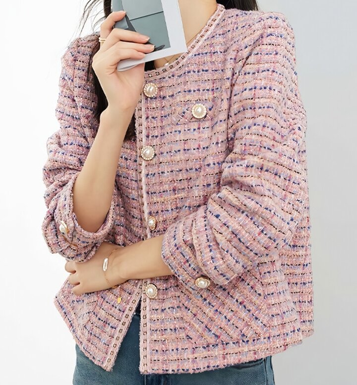 핑크 블링 트위드 자켓
