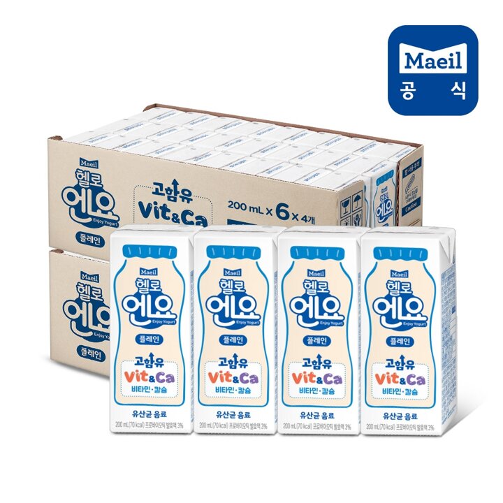 [매일유업] 헬로엔요 플레인 200ml 48팩 유산균음료