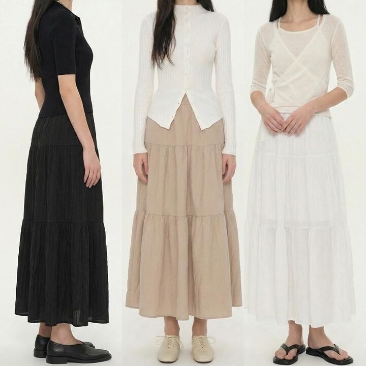 46337489-내추럴플레어캉캉밴딩롱스커트JEB-1006489