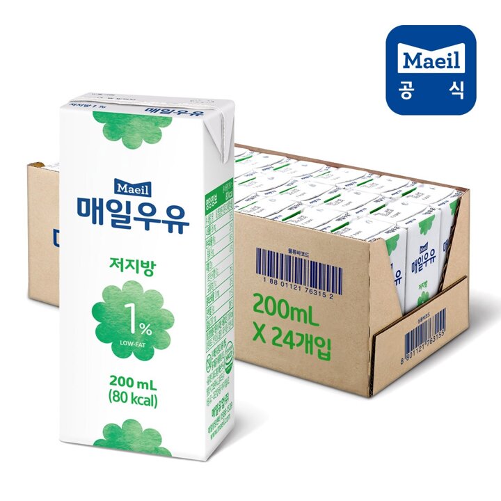 매일 저지방1퍼센트 멸균우유 200ml 24팩