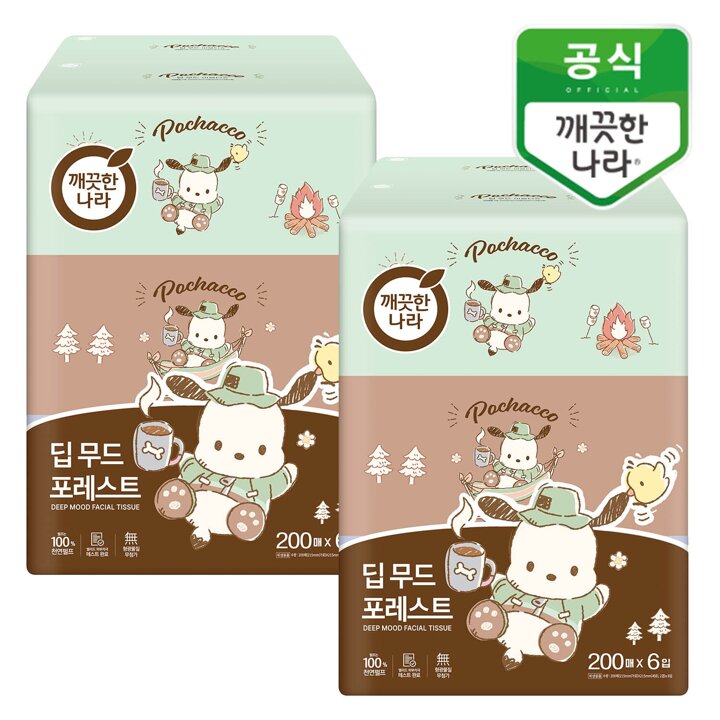깨끗한나라 딥무드 포레스트 200매 6입x2팩