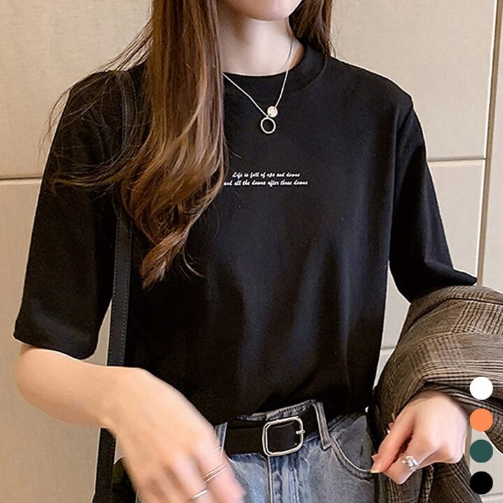 여성 기본 라운드 영문 반팔 라운드 티셔츠 SDW-TSH-URK131