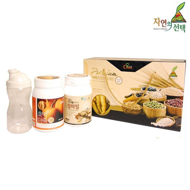 [자연의선택] 마죽 종합선물세트 3호 1.2kg(호박마죽600g/15곡참마밀600g/쉐이크컵)