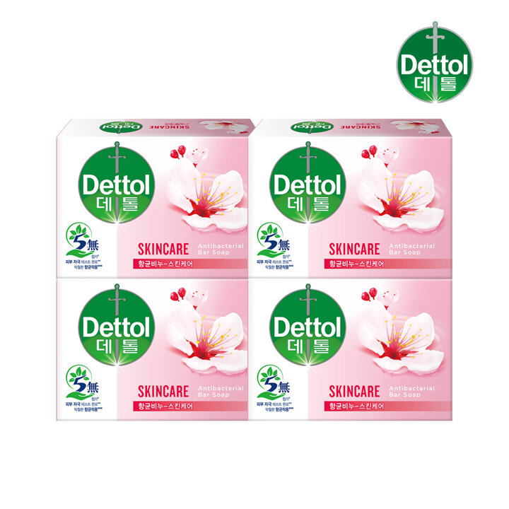 데톨 스킨케어 항균비누 100g x4개 손소독 항균비누 비누 Dettol