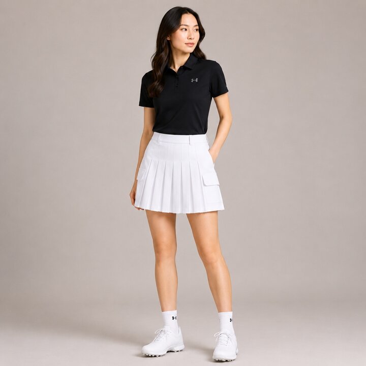 언더아머골프 여성 O/P 주름 A라인 스커트U4SWSK003-0100