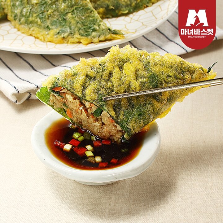 [마녀바스켓]향긋한 깻잎향 가득 사옹원 부침명장 깻잎전400g 2팩
