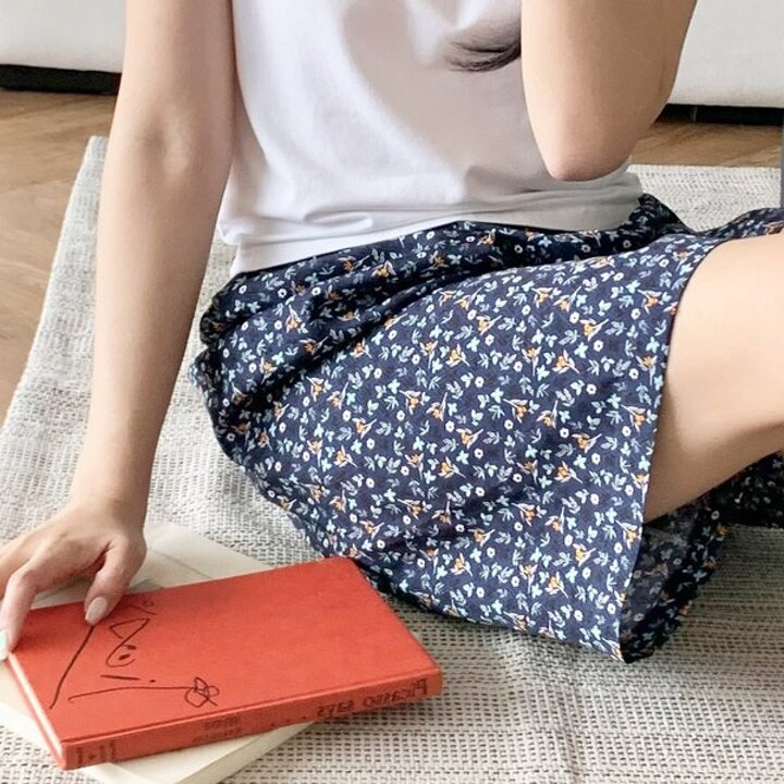 마리끄 국내생산 시원한 실내복 여성 인견 플라워 5부 7부 바지