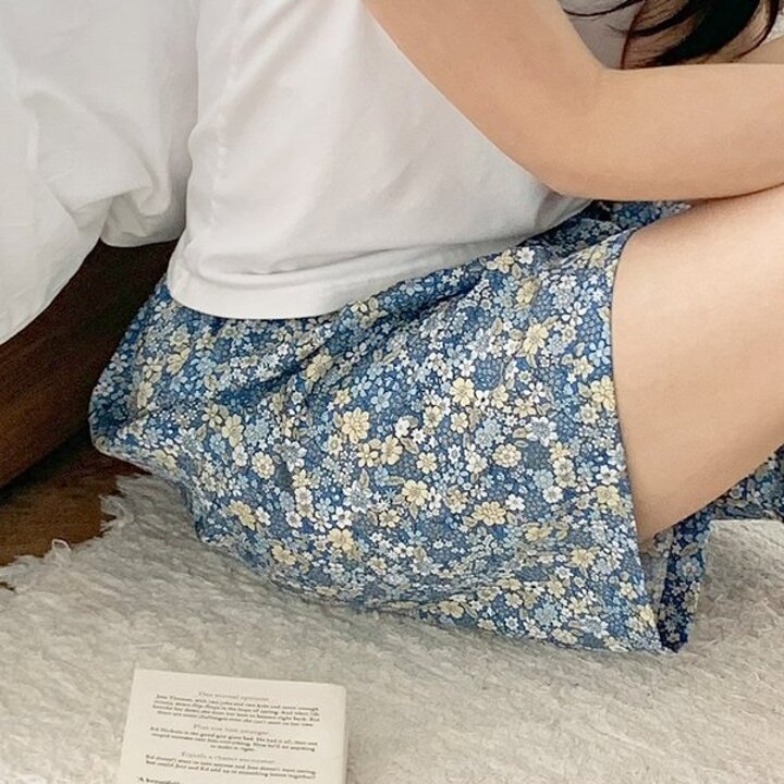 마리끄 국내생산 시원한 실내복 여성 인견 플라워 5부 7부 바지