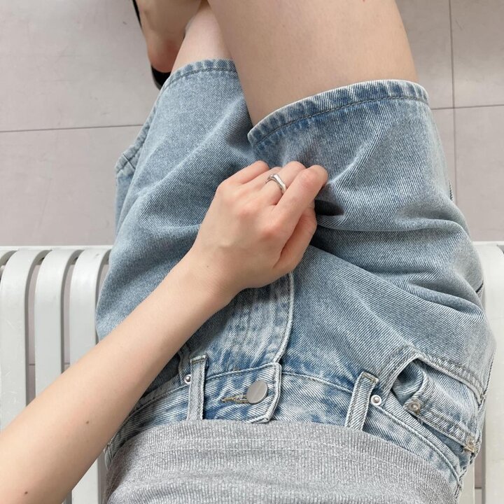 [옷자락] 여자 논스판 뒷밴딩 여름쇼츠 와이드 청반바지