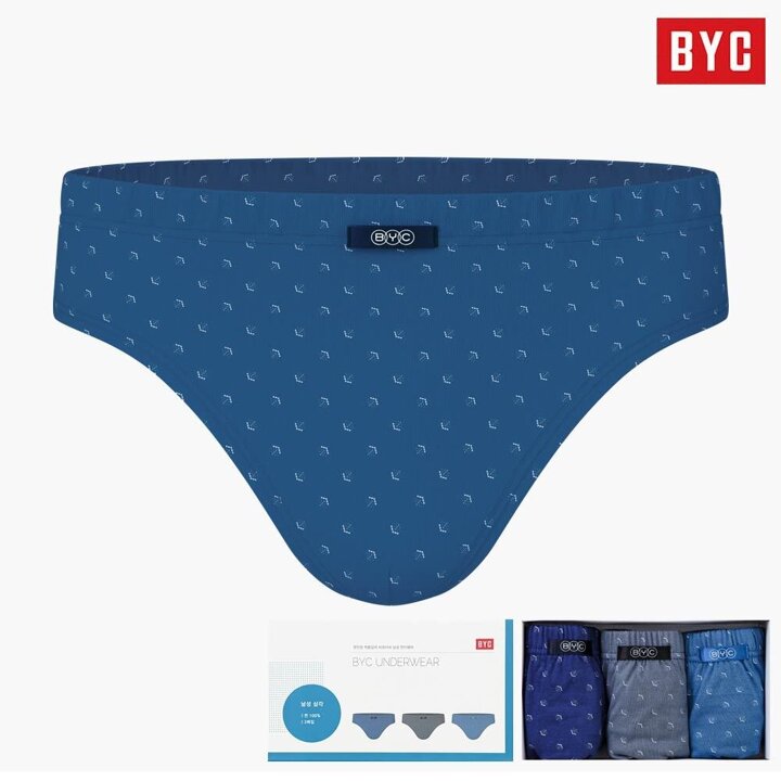 BYC 남성 미디 삼각팬티 순면 3매입 MCF2272