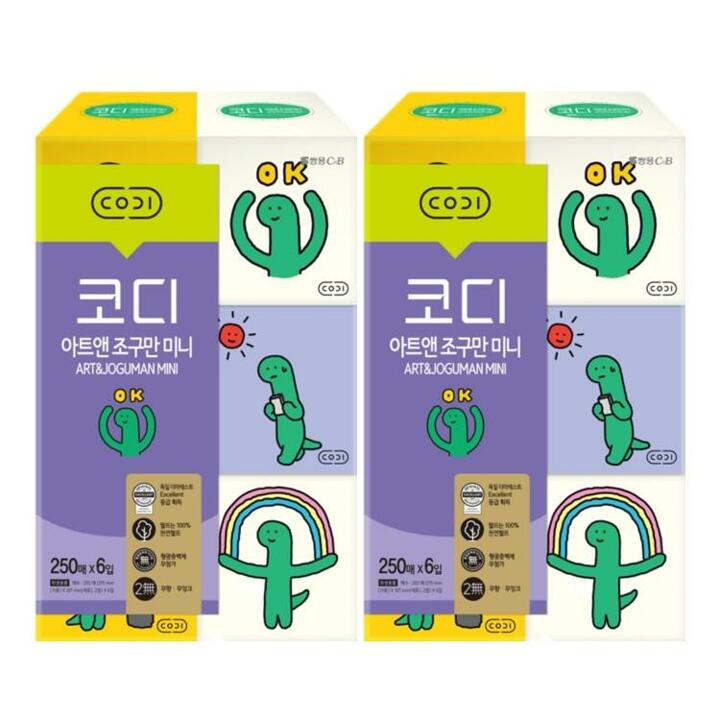 [코디] 코디 아트앤 조구만 미니 미용티슈 250매 x 6입 2팩
