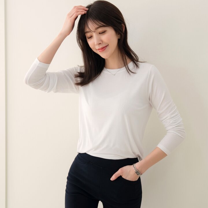 [드리다] 라운드 슬림 롱 긴팔 이너 티셔츠