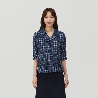 [PAT] 체크 코튼 프릴 블라우스_1K42508