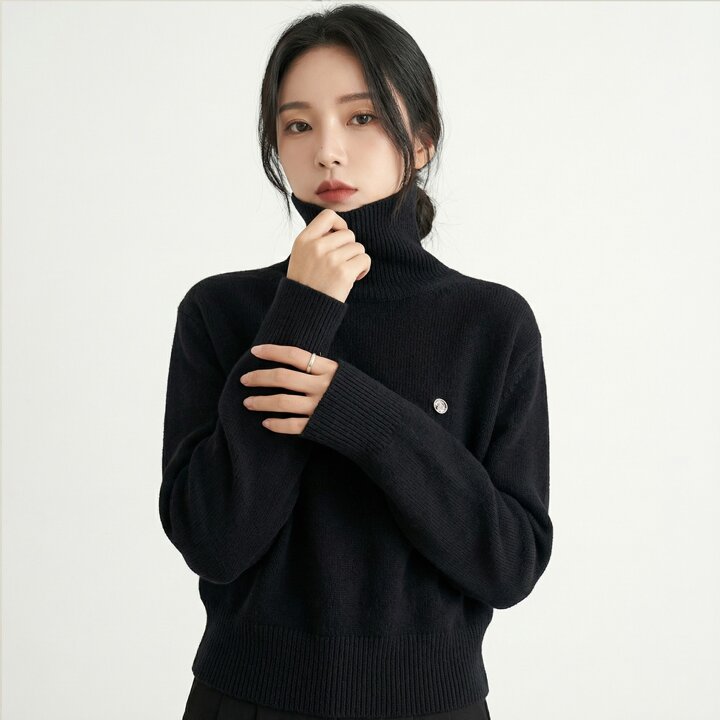 KARRA 골드로고폴딩하이넥니트_A4W0455