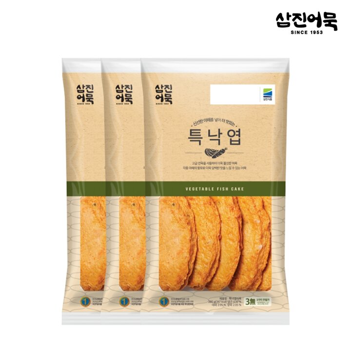 [삼진어묵] 특낙엽 1봉 280g (7개입) x  3개