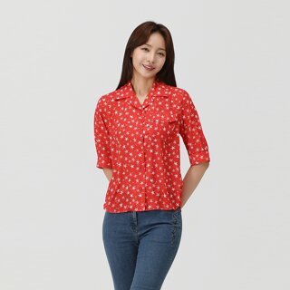 [PAT] 오픈카라 프린트 블라우스_1K42518