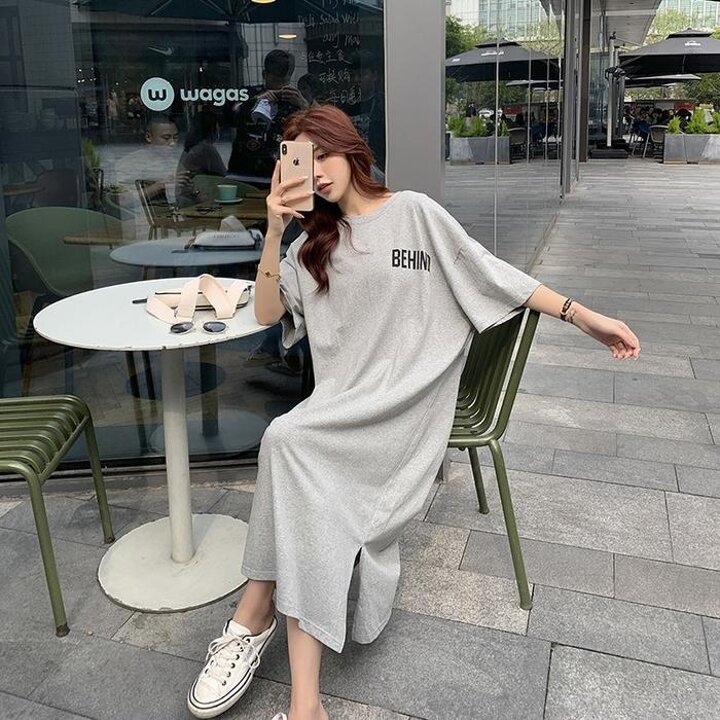 반팔원피스잠옷실내복루즈핏박시롱원피스