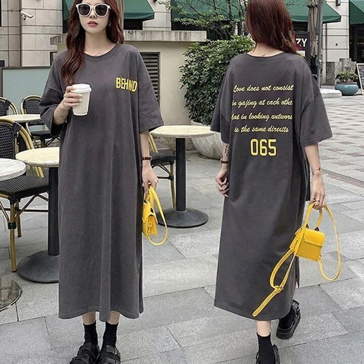 반팔원피스잠옷실내복루즈핏박시롱원피스