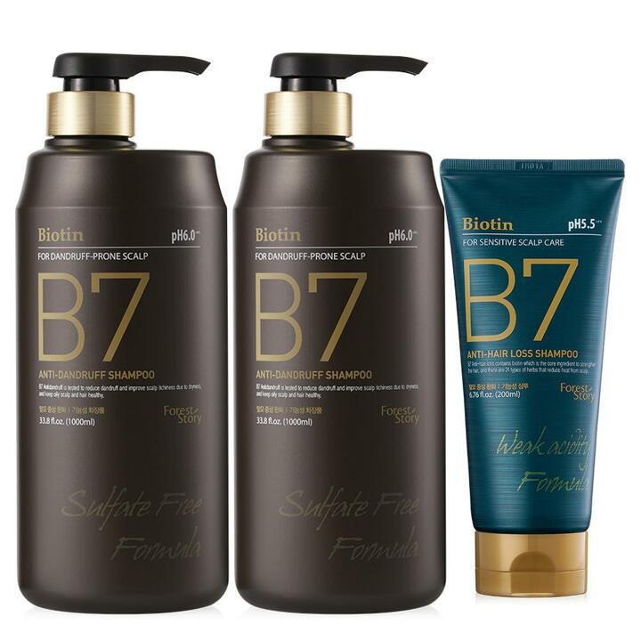 [S] B7 안티댄드러프 약산성 비듬 두피 탈모샴푸 1000ml 2개+B7탈모 샴푸 200ml