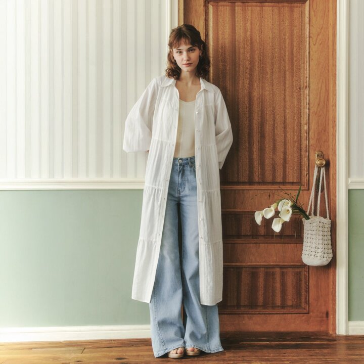[2컬러] 롱 소프트 셔츠 원피스